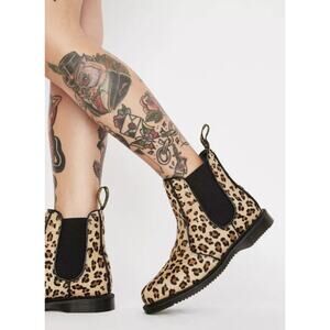 Doc Martens Flora Leopard Calf Hair Kensington Chelsea Boot US 6 $140 NEW